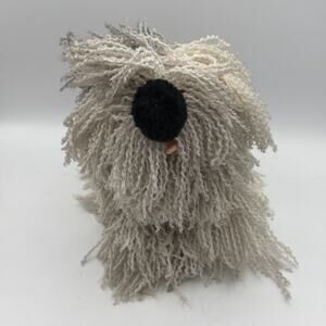 Vtg Kicks Kamar Playtoe Plush Sheepdog Mop Dog Puppy Gray White Shaggy‎ Yarn New